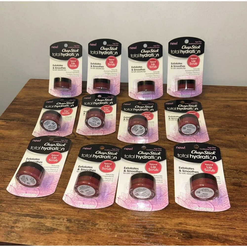 (12) ChapStick Total Hydration Natural Lip Scrub 0.27 oz Sealed Sugar Plum